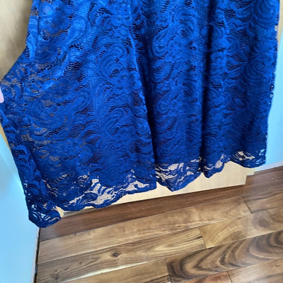 Kiyonna Navy Blue Screen Siren Lace Evening Gown - Picture 7 of 14